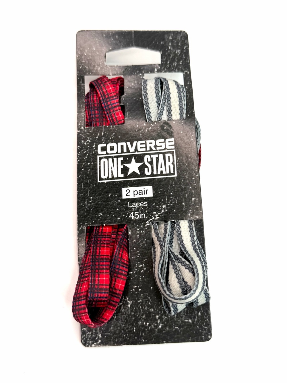 Converse One Star 2-Pack Laces Red Plaid & White Gray Lace